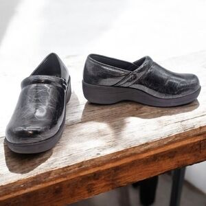 Safe T Step Sz 8 Women's Black Marble Slip-On Shoes